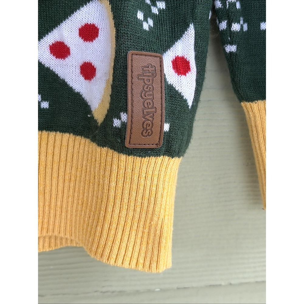 Tipsy Elves CHICAGO Skyline Pizza Ugly Christmas Holiday Crewneck Sweater Large - Picture 3 of 6